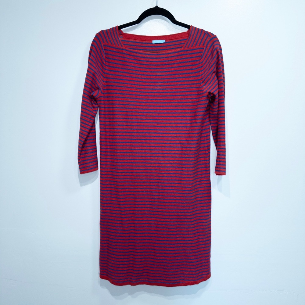 J. McLaughlin Red &‎ Blue Striped Trey Cotton Linen Blend Dress Size Small